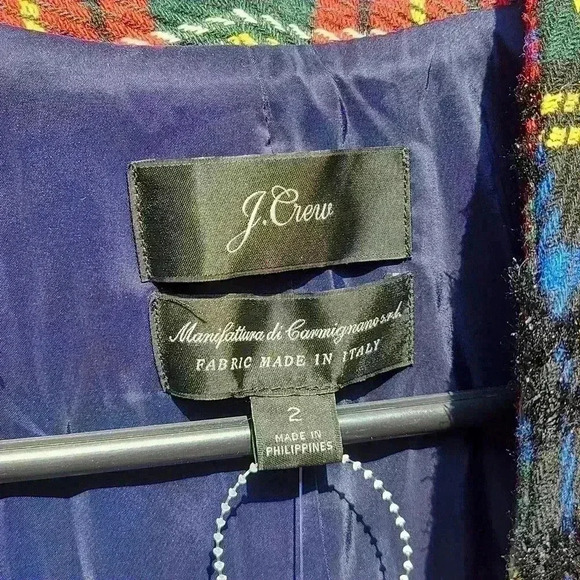 Blazer j crew Tartan Blazer  In Black Red Multi Plaid Pattern Christmas style  s - Picture 8 of 17